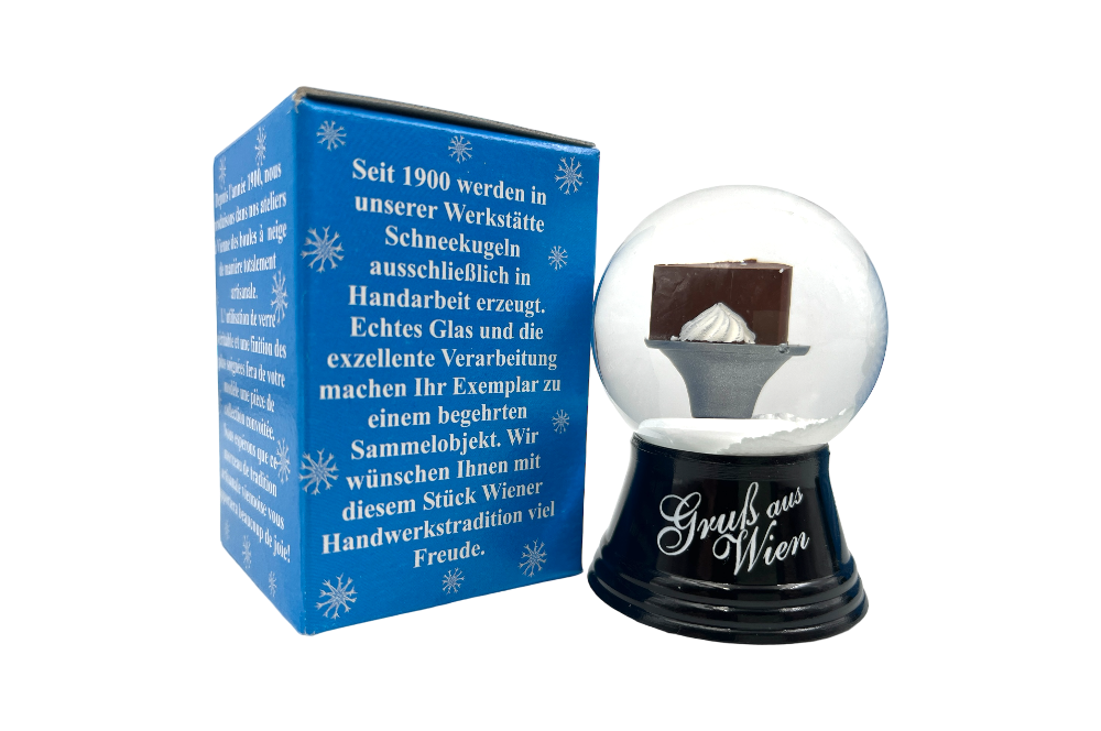 wiener schneekugel klein mit Verpackung Sachertorte