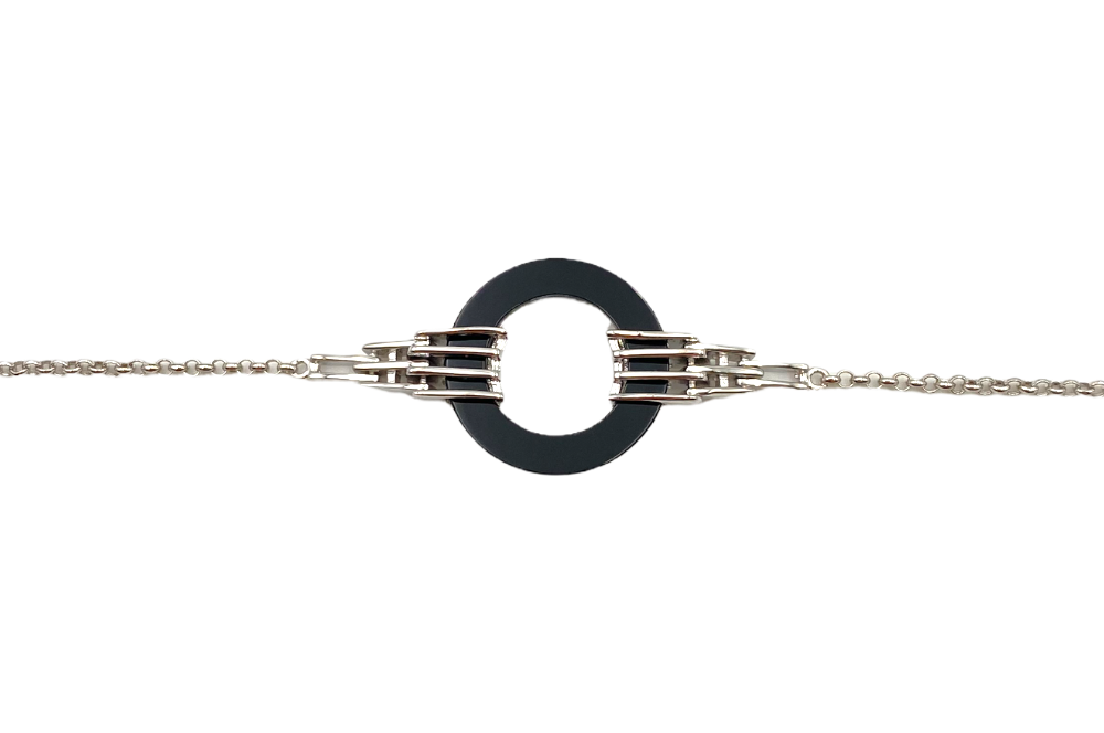 armband mit Onyx steing geometrisch detail