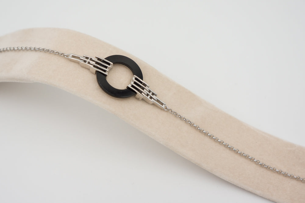 armband mit Onyx steing geometrisch detailansicht