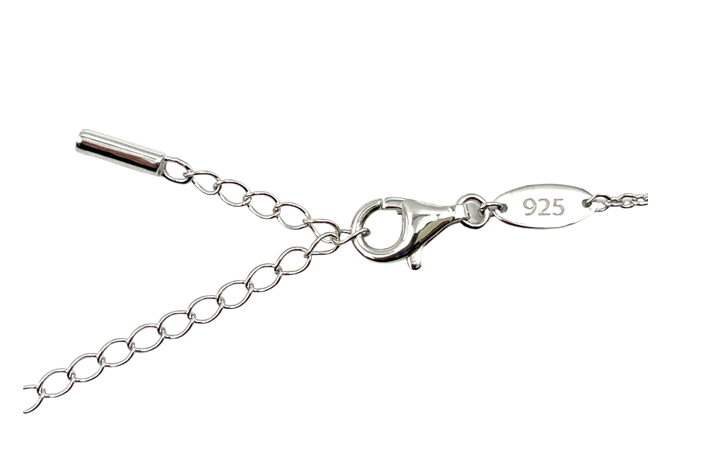 halskette in Art Deco, silber, detailansicht, verschluss, 925 prägung