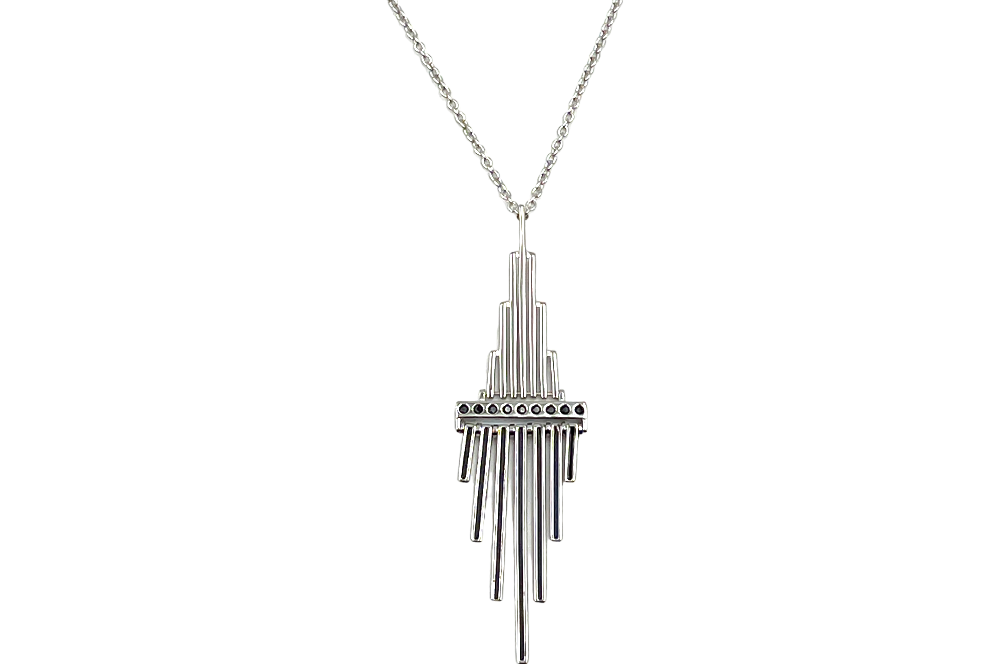 halskette in Art Deco, silber, detailansicht