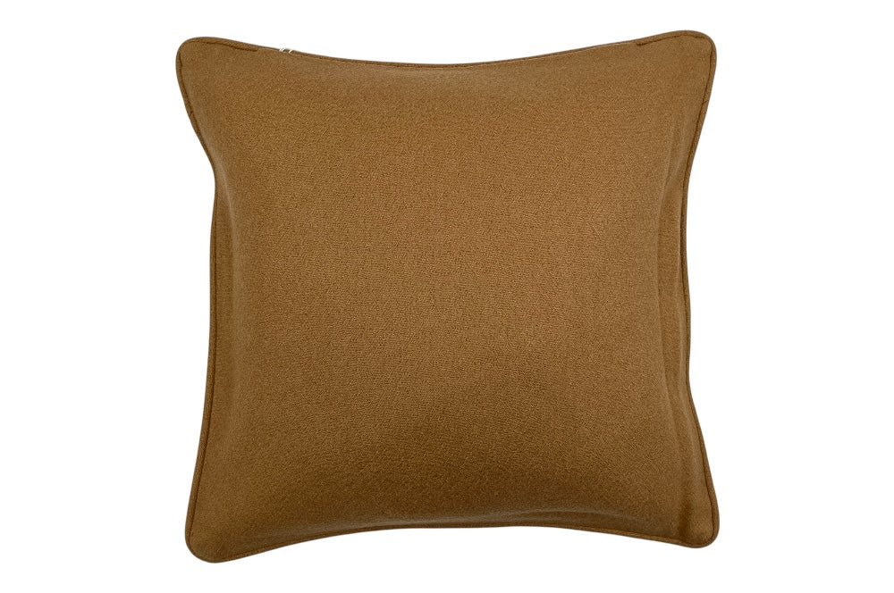 Zierkissen mit Backhausen Design Windrad, mit brauner Rückseite aus 100% Schurwolle, mit Flüllung Ansicht von hinten
