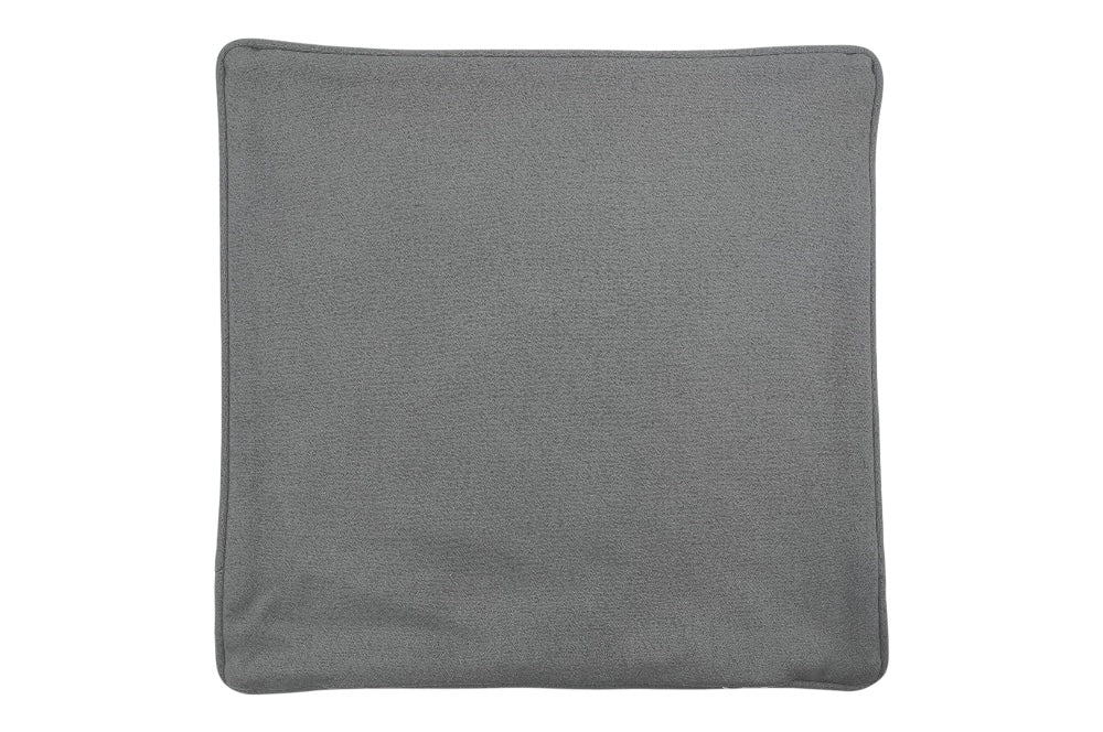 Zierkissen mit dem Bakhausen-Motiv „Zackenkrone“ in Beige, Schwarz und Grau. Das elegante Design wird durch einen unifarbenen Rückseitenstoff aus weicher Schurwolle ergänzt. 40x40 cm