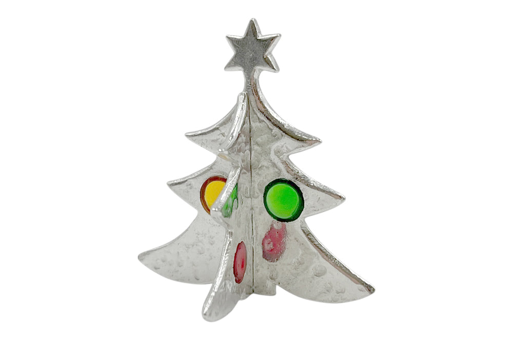 Zusammensteckbarer Weihnachtsbaum aus Zinn, mit farbigen Glassteinen,Model Small, von der Seite