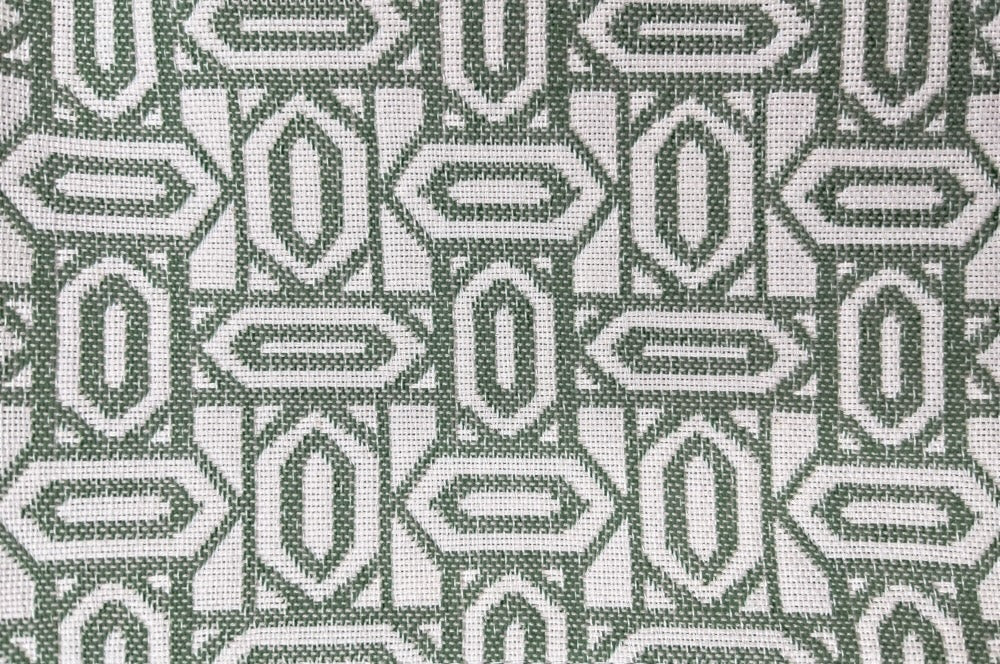 Geschirrtuch mit Diamantmuster der OEW, Detailansicht Design in olive