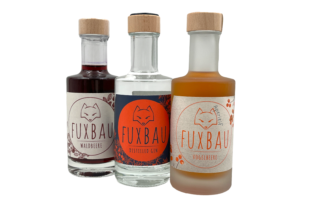 geschenkbox mit 3 verschieden gin sorten von fuxbau ohne verpackung
