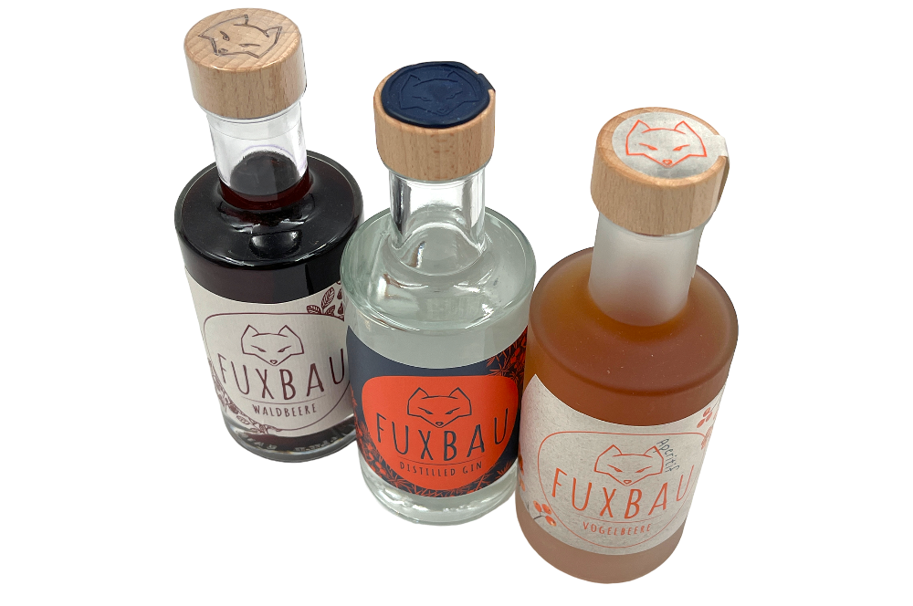 geschenkbox mit 3 verschieden gin sorten von fuxbau ohne verpckaung