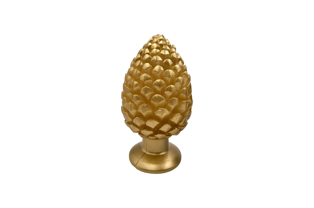 dekokerze kiefernzapfen in gold