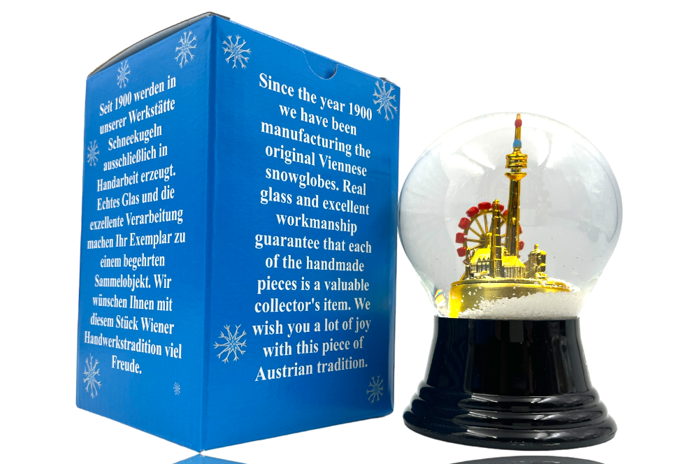 schneekugel wien gold detailansicht mti verpakcung