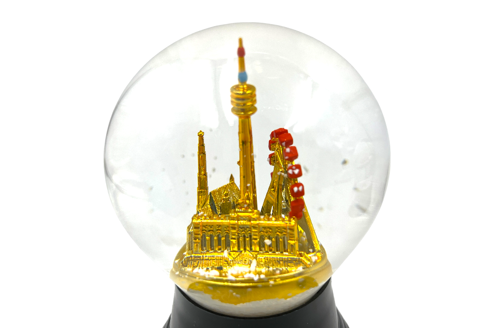 schneekugel wien gold detailansicht