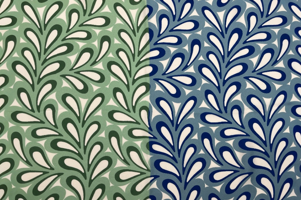 seidenschal ugo zovetti, blau grün, detailansicht