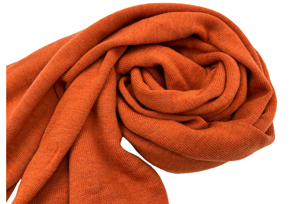 damenschal merino , goss orange , detailansicht