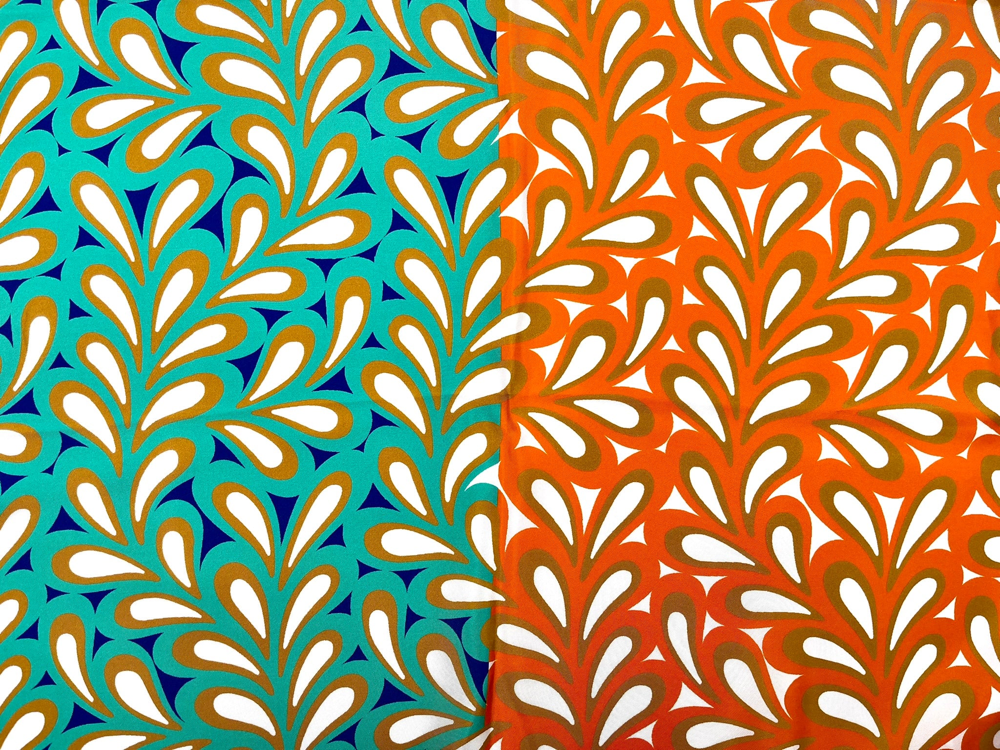 seidenschal ugo zovetti, orange mint, detailansicht