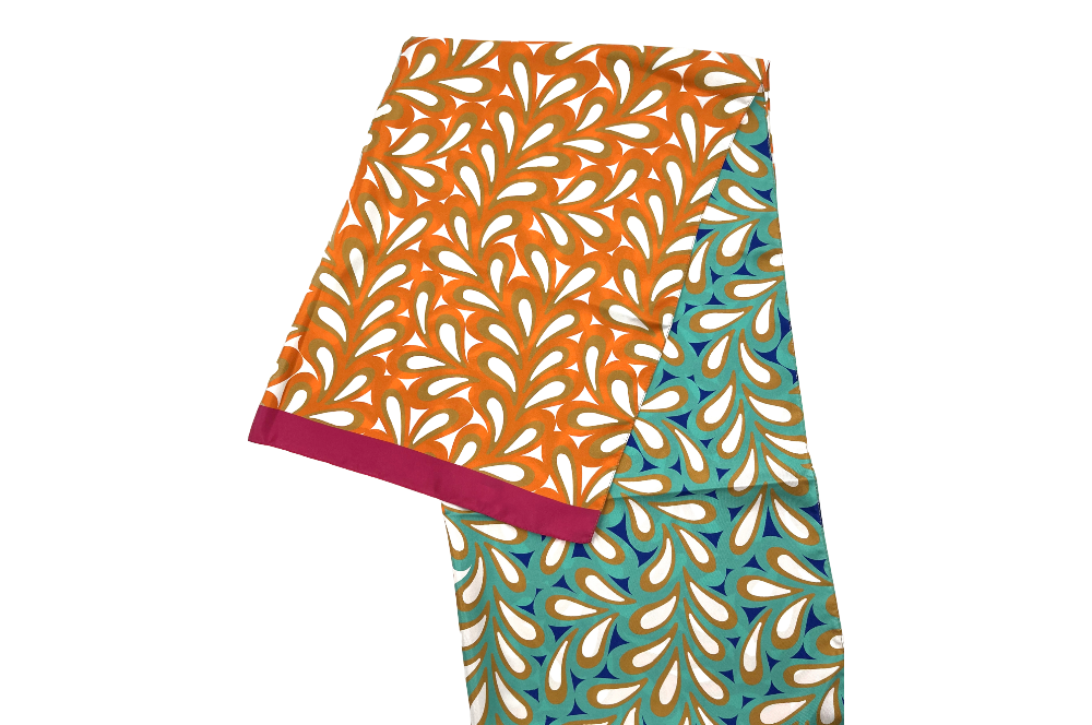 seidenschal ugo zovetti, orange mint, zusammengefaltet