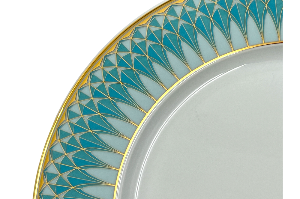 Desertteller Verona mit blau/goldenen Design am Tellerrand, Detail