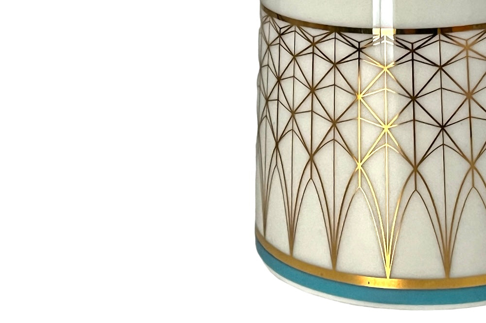 VERONA Milchkanne mit goldenen und türkisen geometischen Design, Detailansicht