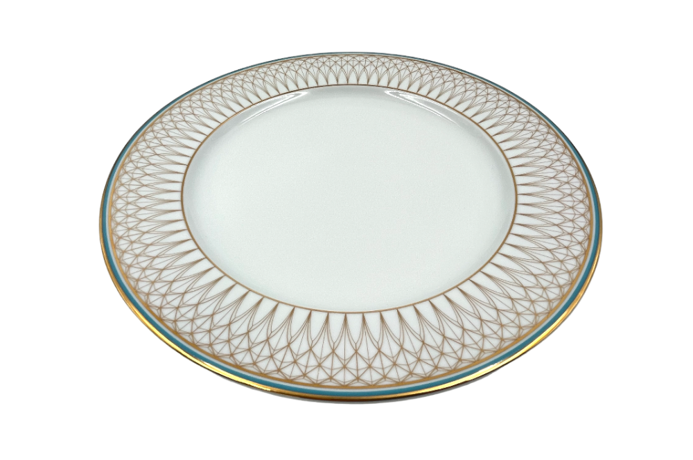 VERONA Platzteller mit goldenen und türkisen geometischen Design,