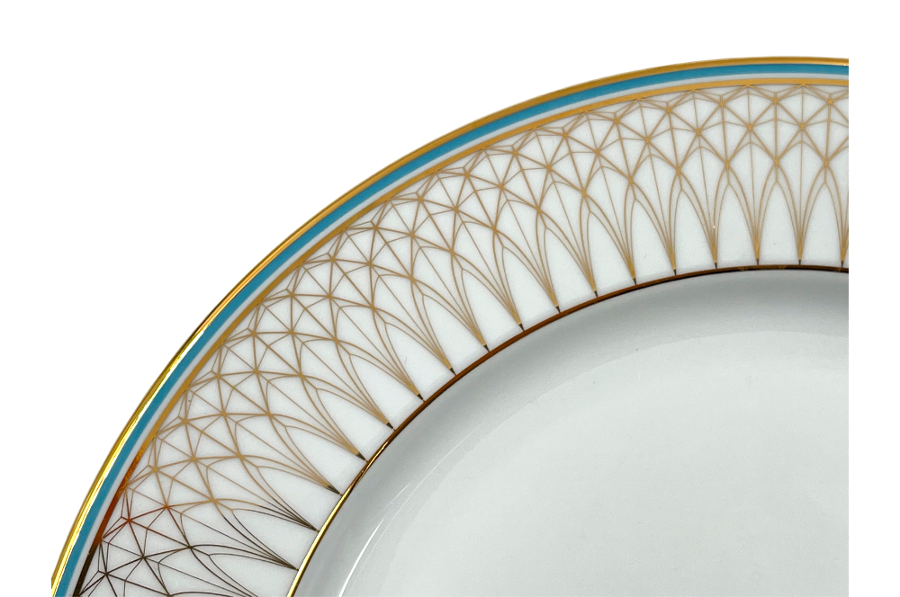 VERONA Platzteller mit goldenen und türkisen geometischen Design, Detailansicht