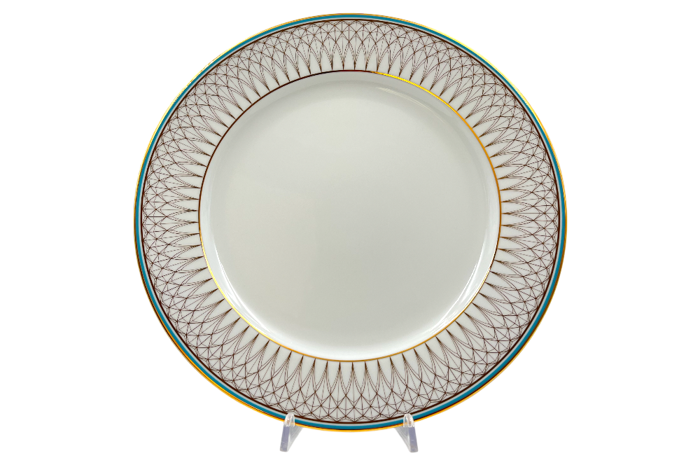 VERONA Platzteller mit goldenen und türkisen geometischen Design, Ansicht  ganzer Teller