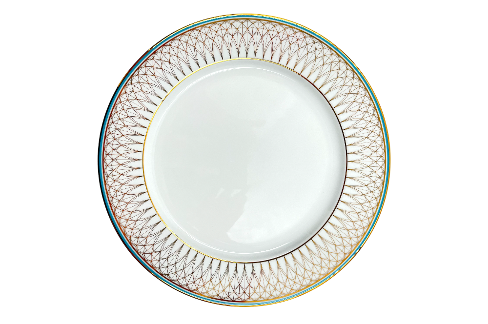 VERONA Platzteller mit goldenen und türkisen geometischen Design,