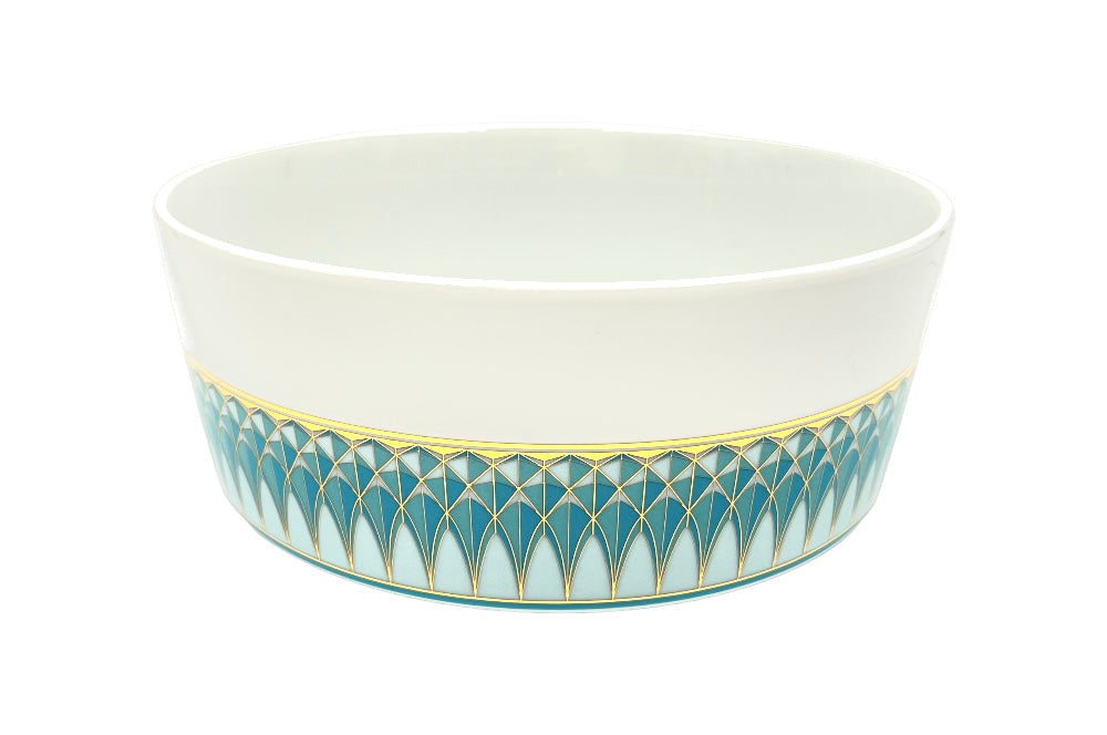 VERONA Salatschüssel mit goldenen und türkisen geometischen Design, Ansicht