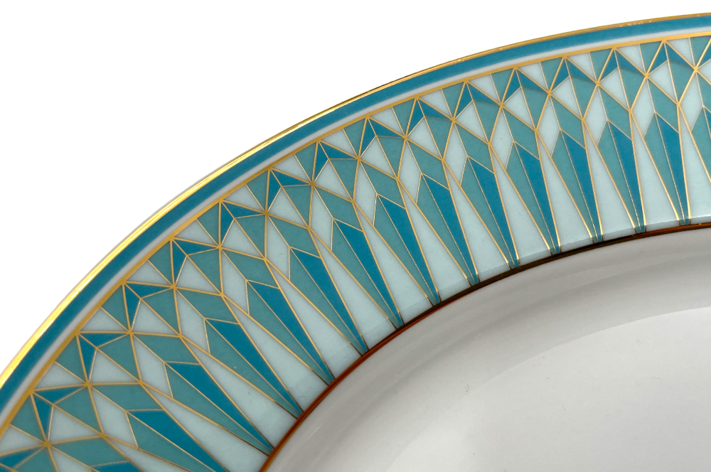 VERONA Servierplatte mit goldenen und türkisen geometischen Design, Ansicht  Detail