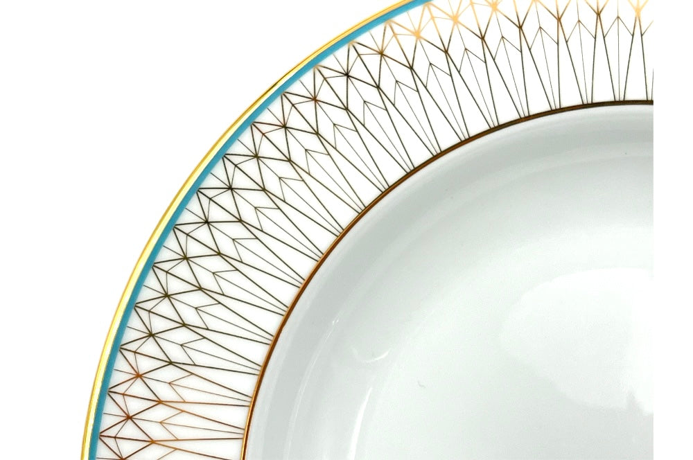 VERONA Suppenteller mit goldenen und türkisen geometischen Design, Ansicht Detail