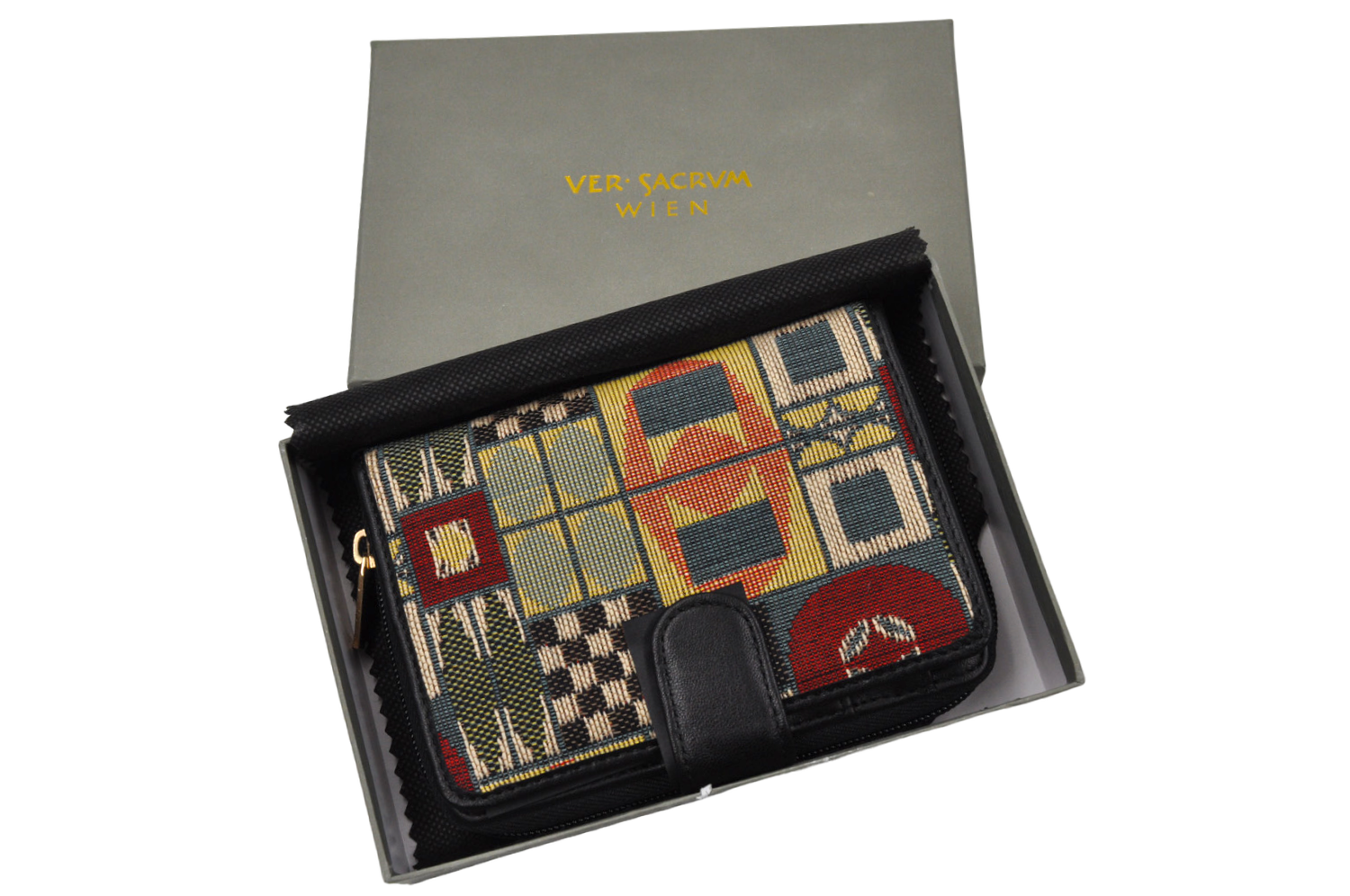 versacrum-geldbörse mit zipp oin der Verpackung