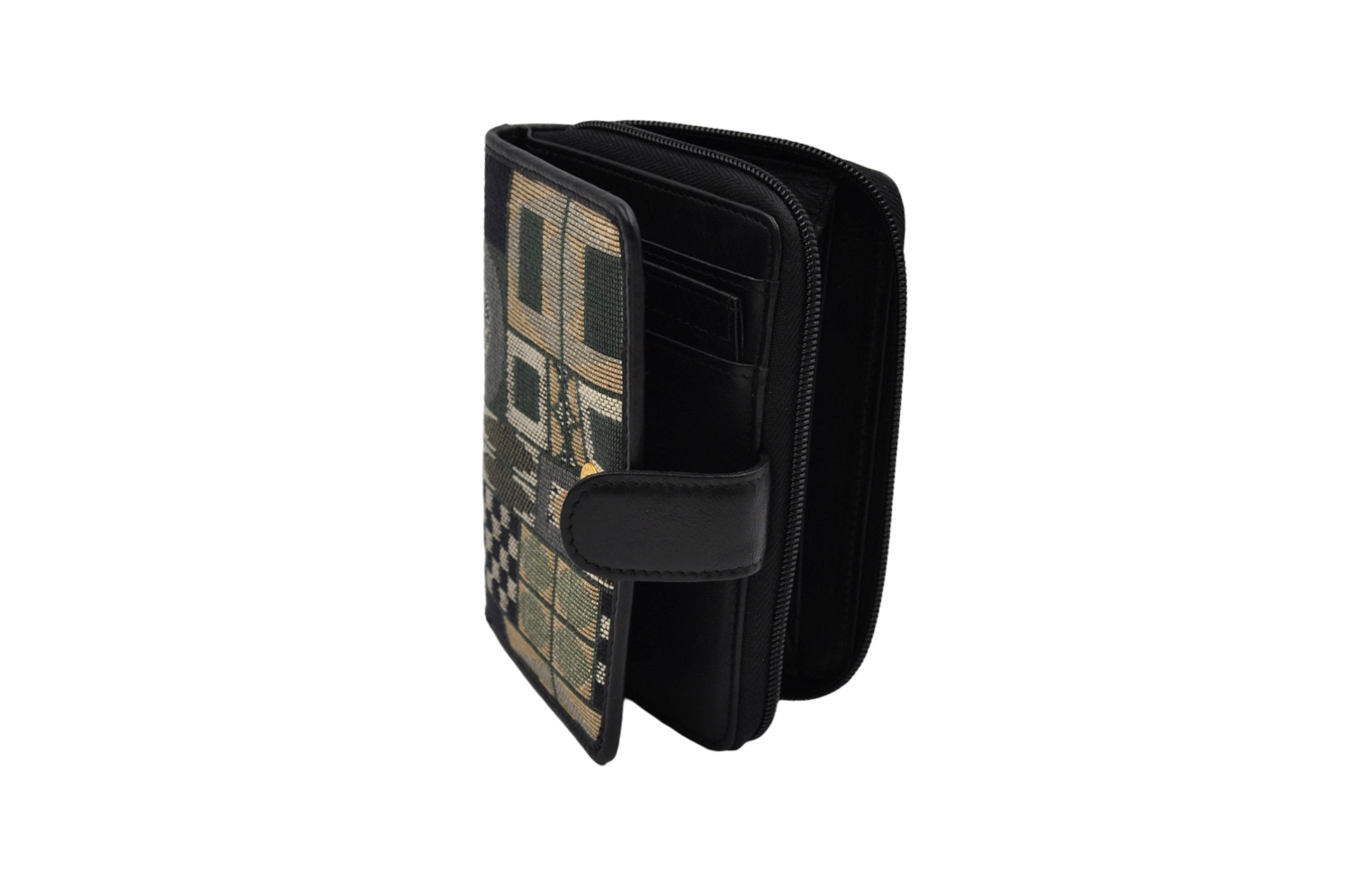 versacrum-geldbörse mit zipp seitliche offene ansicht basic green