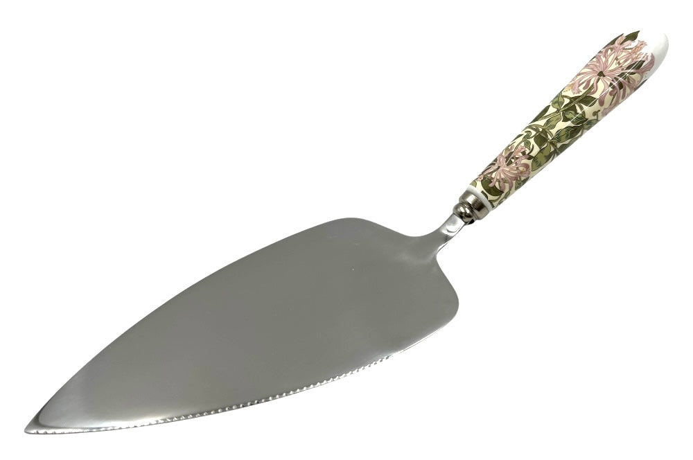 Tortenheber, der Griff ist mit einem Design von William Morris gestaltet. Ansicht von