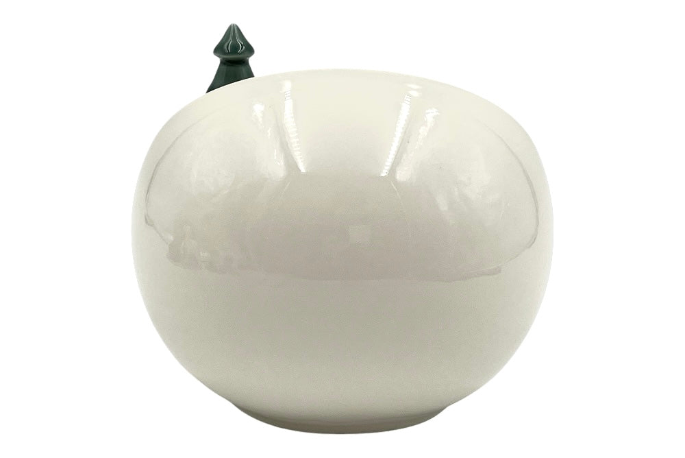 Keramikvotivkugel mit weißen Hase und 3 verschieden großen Bäumen, ansicht von hinten