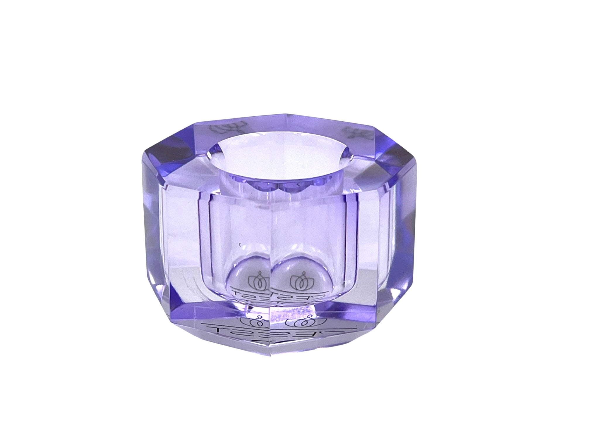 Kerzenhalter aus Glas in sanftem Violett mit edler Kristalloptik