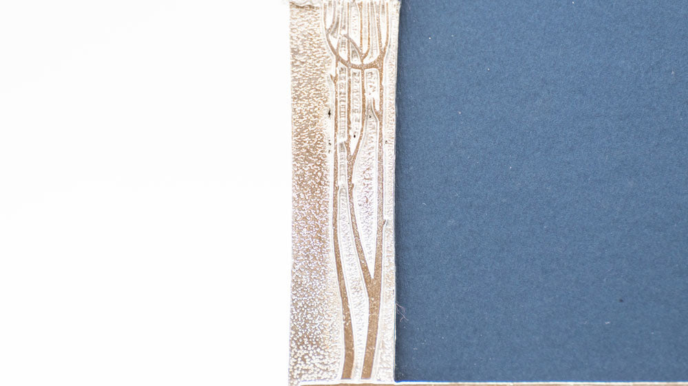 Zinnbilderrahmen mit Seccesions ornament, ansicht detail