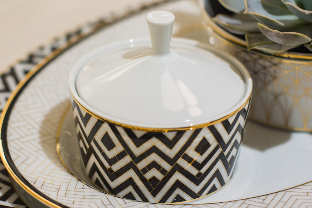 zuckerdose art deco  mit dekoration