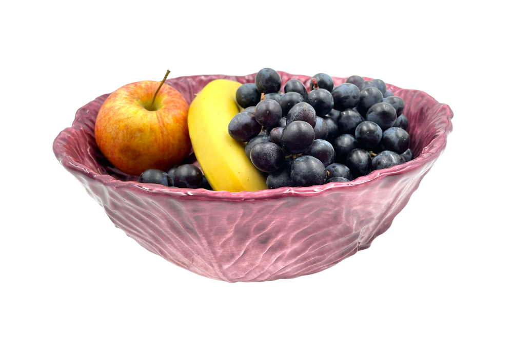 salatschüssel mit rotkraut optik mit obst