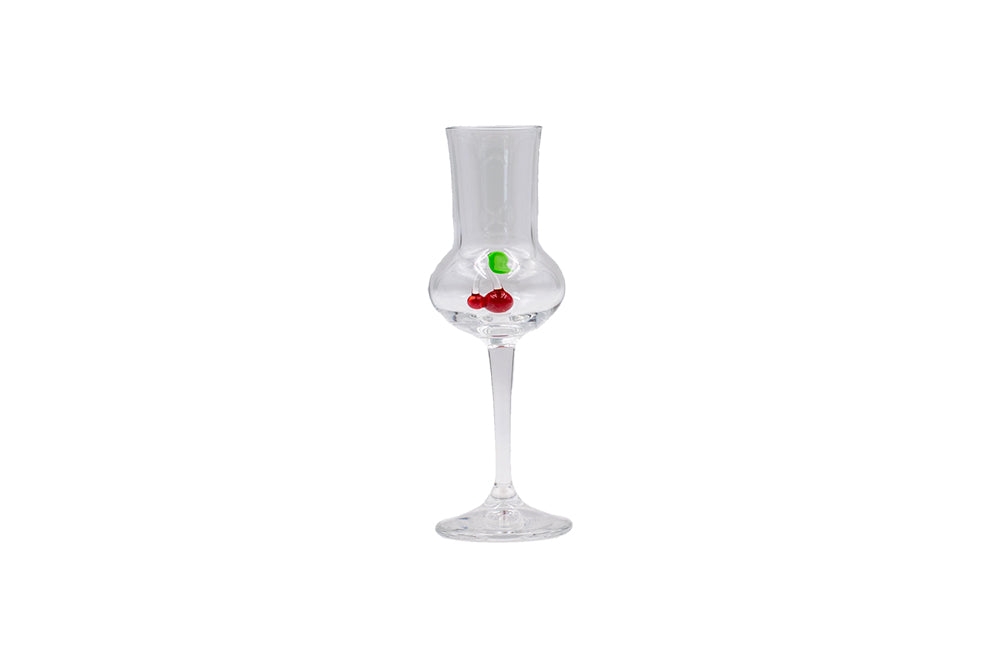 grapperglas mit Glasfigur - kirsche