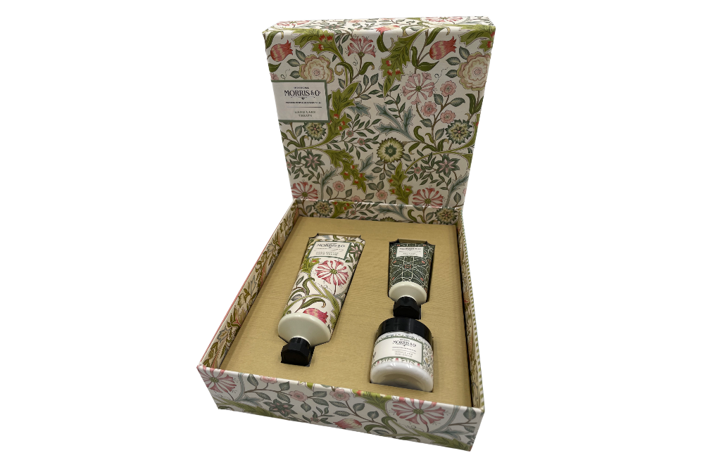 handpflegeset, bestehend aus handcreme, handpeeling, nagelhautcreme, min der verpackung