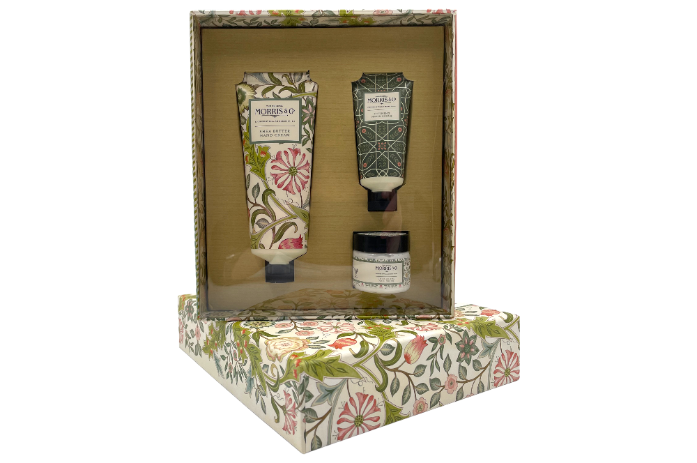 handpflegeset, bestehend aus handcreme, handpeeling, nagelhautcreme,in der geschenksverpakcung