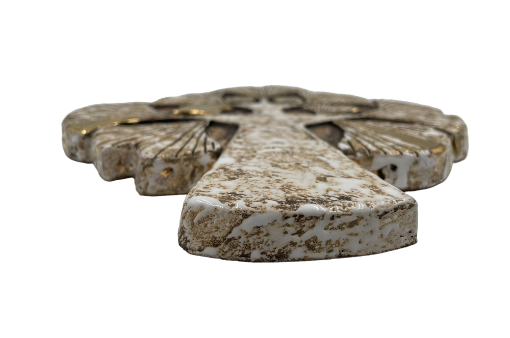 keramikdeko in form eines ginkobaumes ansicht von der seite