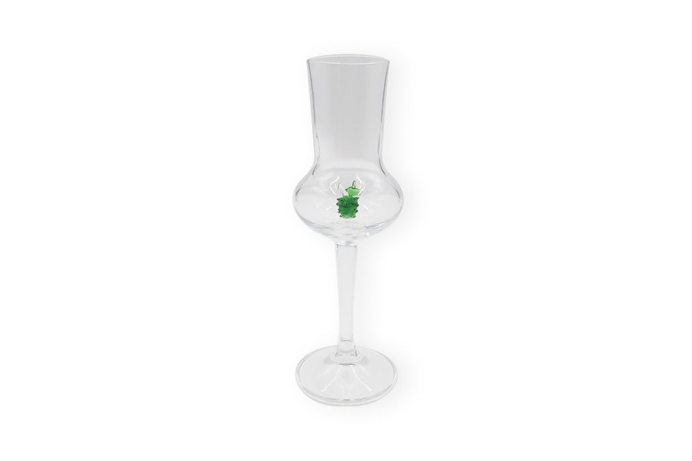 grapperglas mit Glasfigur - weintraube grün