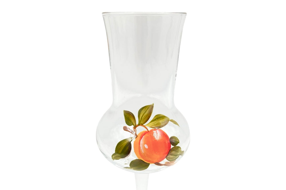 grapperglas mit handbemahlung - detailansicht marille