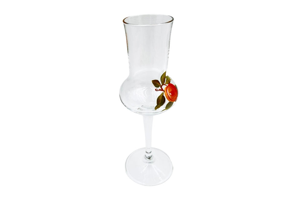 grapperglas mit handbemahlung - seitenansicht marille