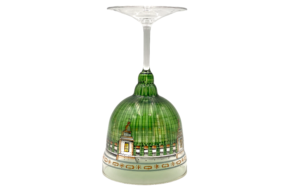 kuppelglas- weinglas  handbemalen nach der Vorlage der Kuppel der Kirche am Steinhof in Wien