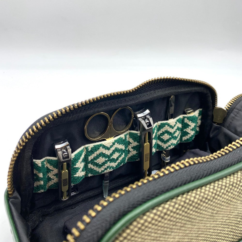 reisetasche aus leder, offen