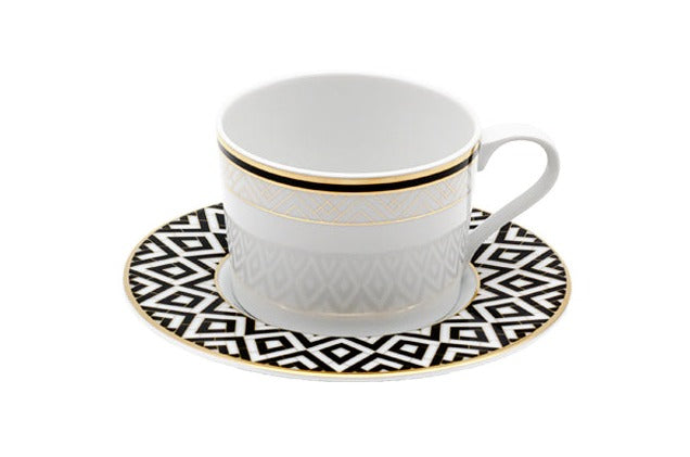 Tee-Kaffeetasse mit Untertasse "Art déco"