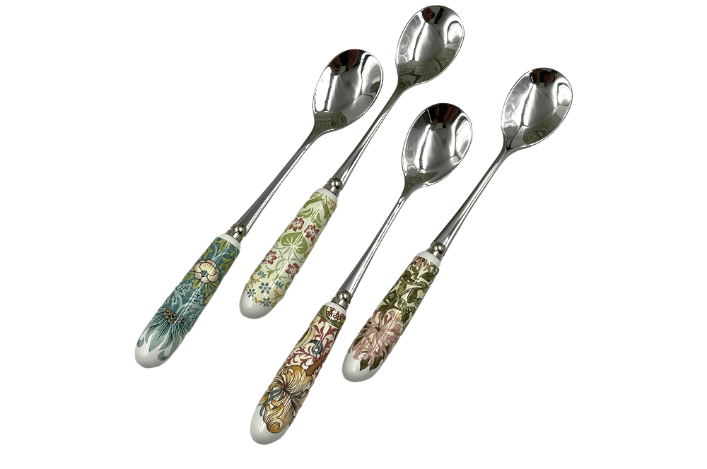 Kaffeelöffel Set mit Designs von William Morris, schräg liegend